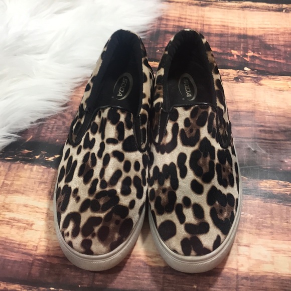 Soda Shoes - Leopard Print Slip On Shoes